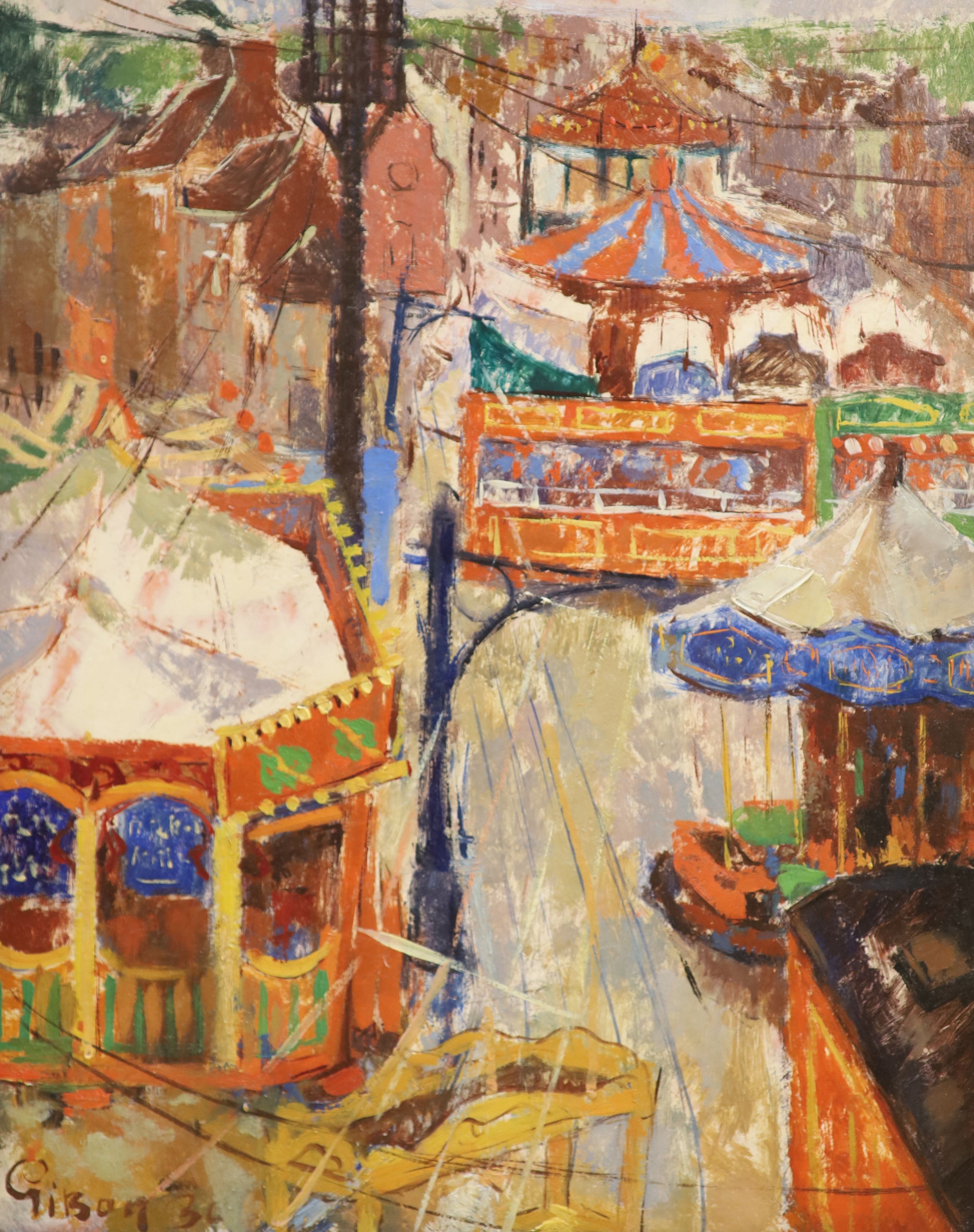 Marcel Gibon (1910-1975), oil on board, 'La fete Foraine', signed, 40 x 31cm.